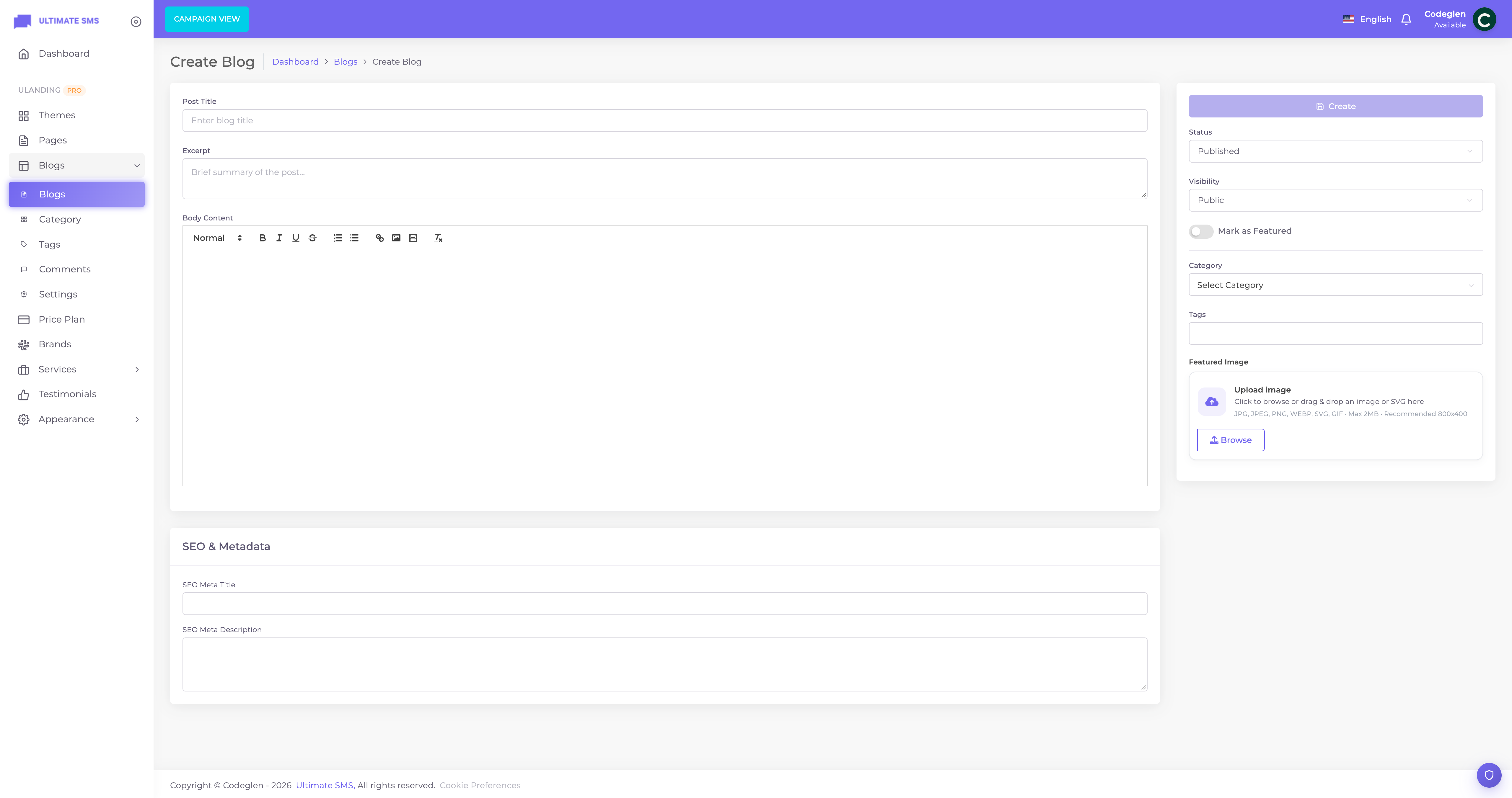 Create blog post form
