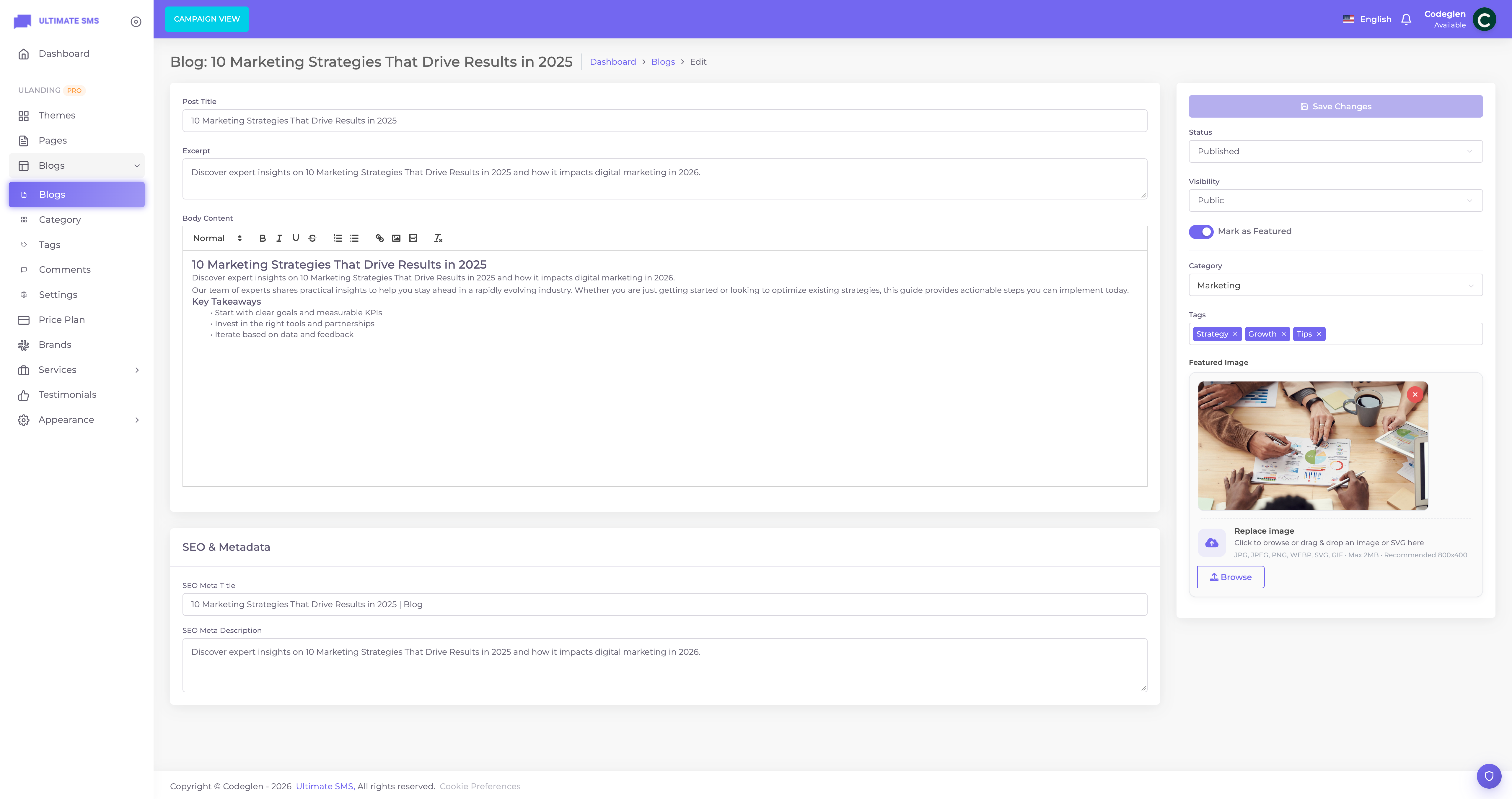 Blog post editor