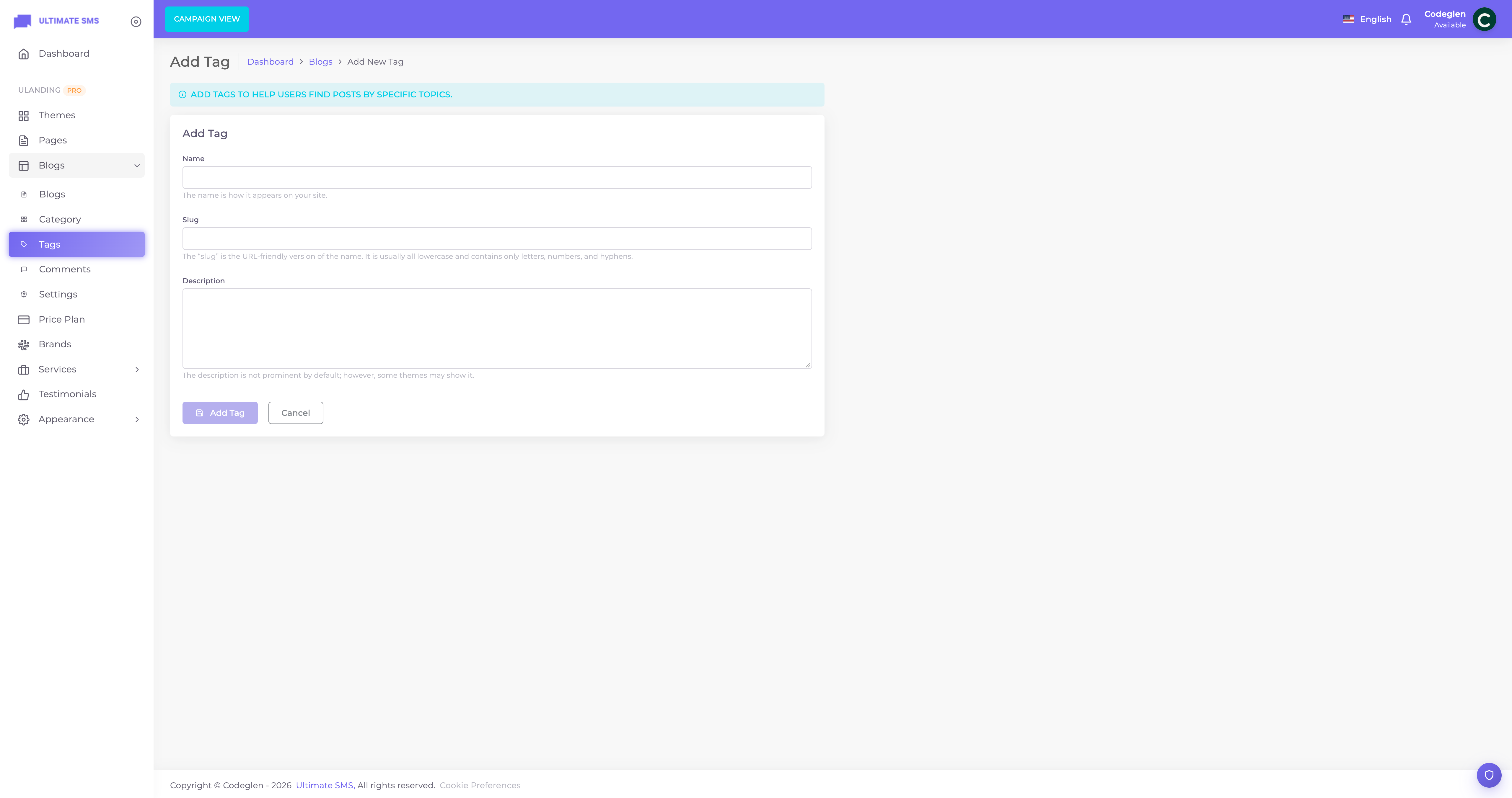 Add blog tag form