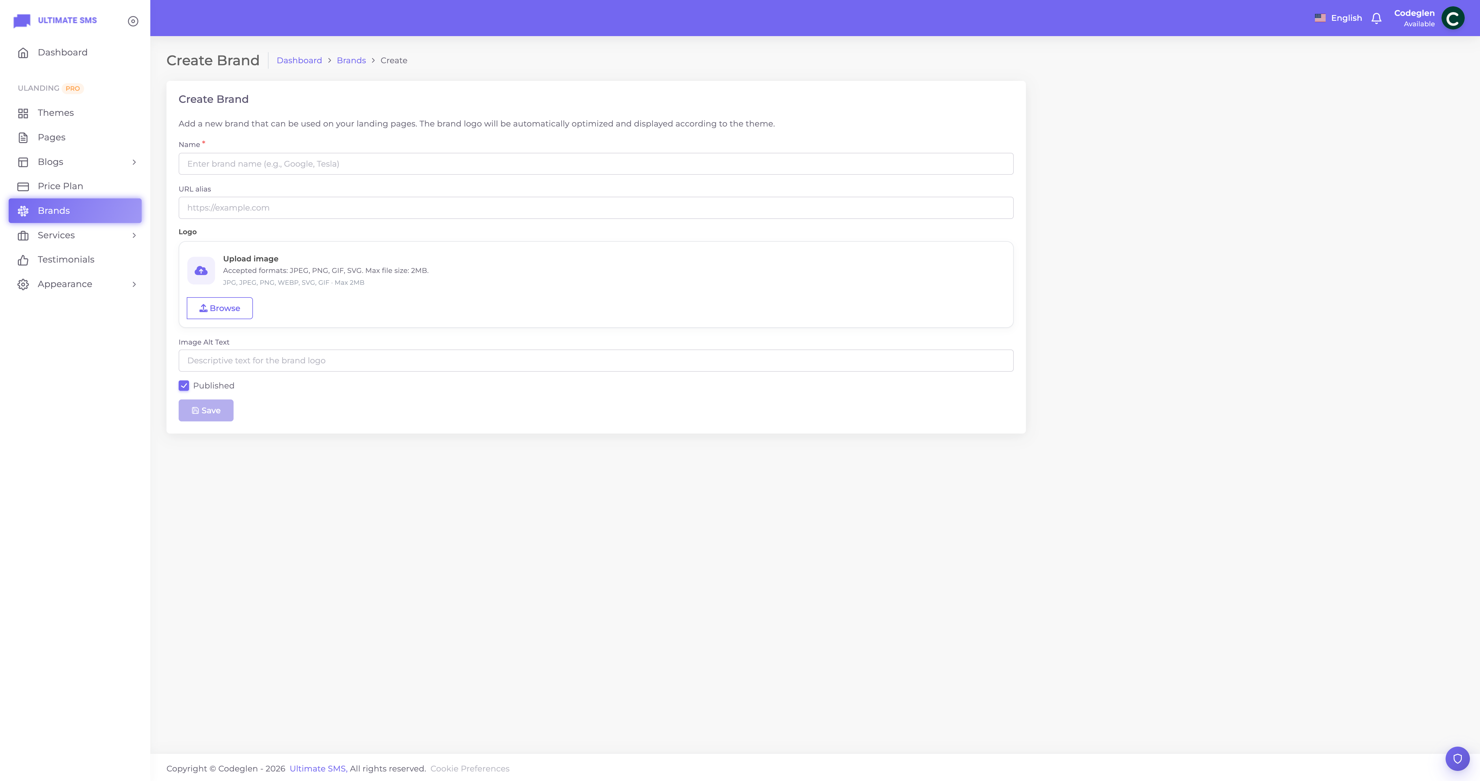 Create brand form