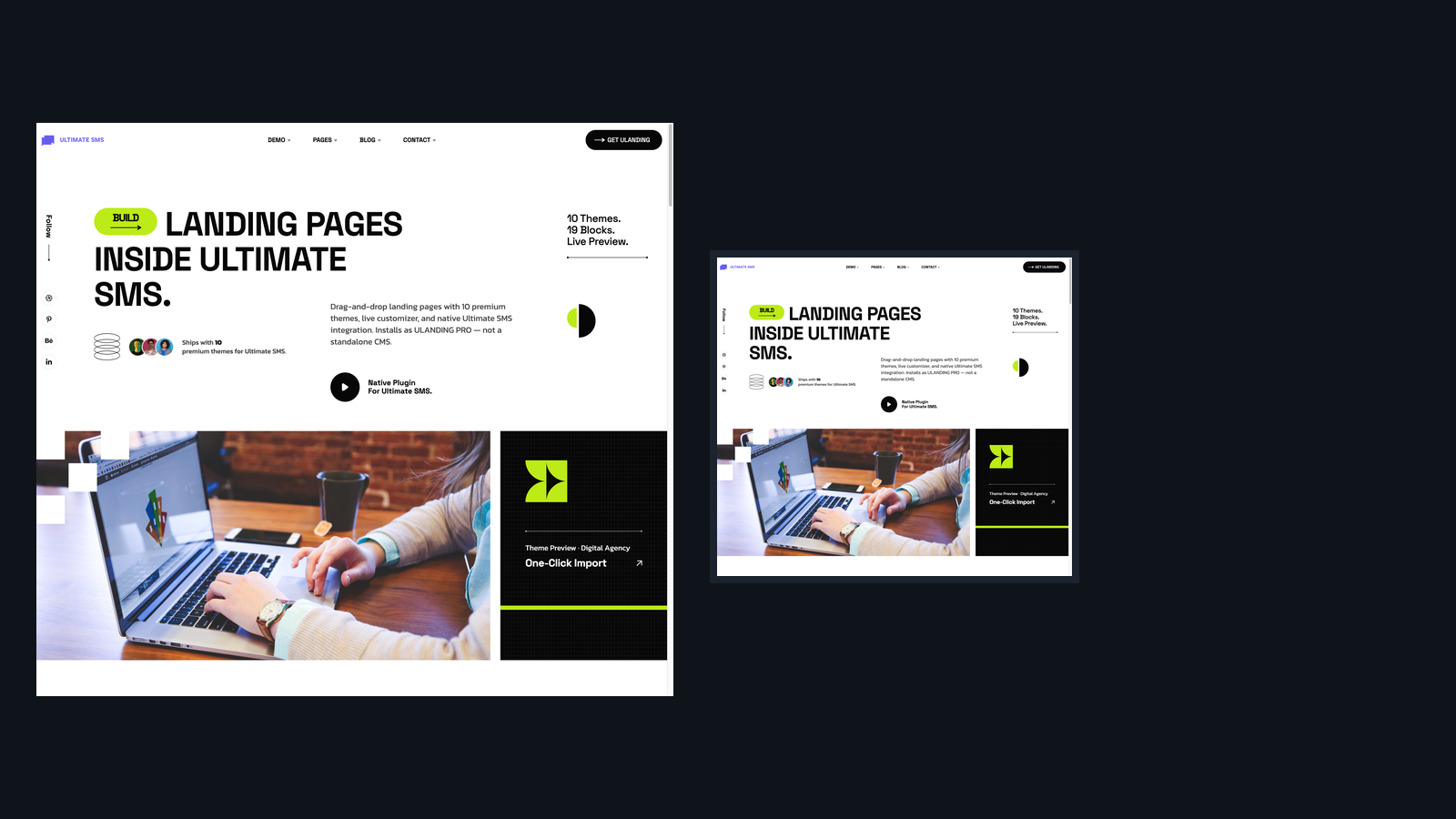 Finished landing page — desktop and mobile