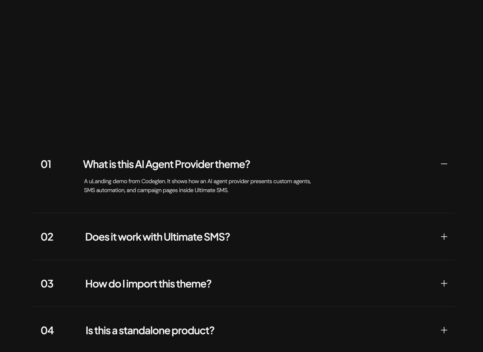 FAQ Section on the live site