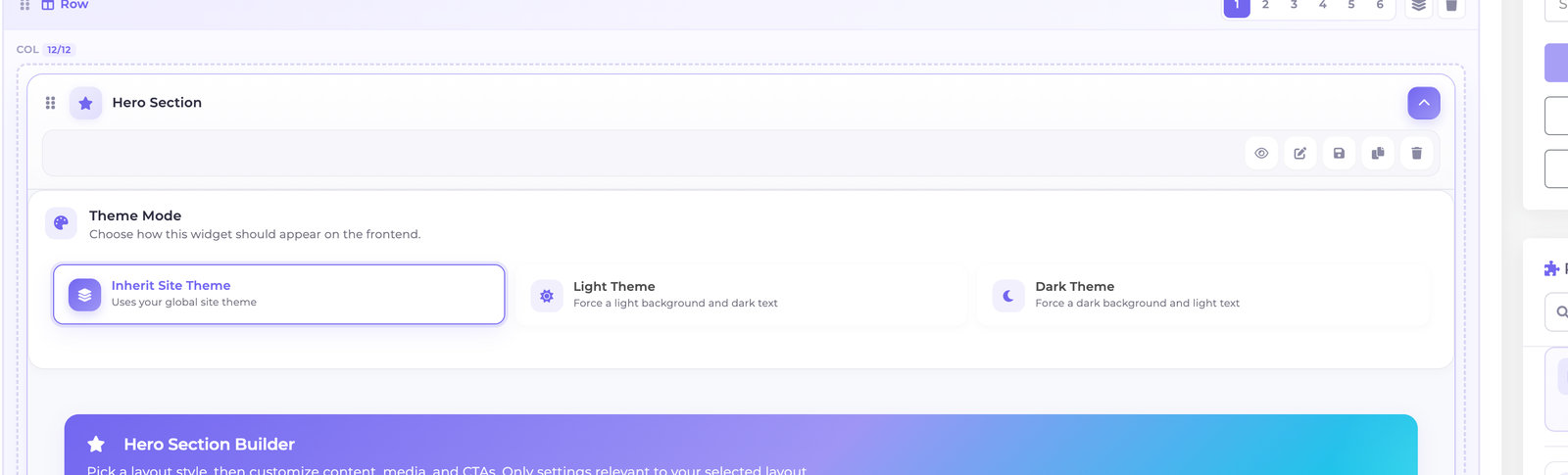 Block Theme Mode selector — Inherit / Light / Dark
